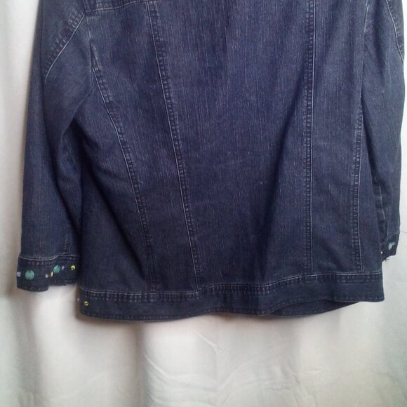 Alfred Dunner Jean Jacket 10P 10 Petite Button Up Butterfly Beading Denim Blue - Picture 15 of 15